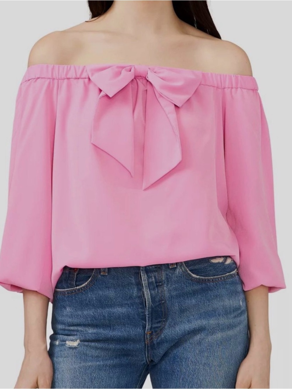 Riley & Rae Maybelle Off-Shoulder Hot Pink Bow Top M